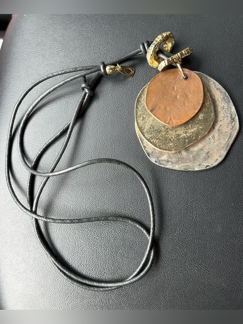 Layered Mixed-Metal Pendant Necklace